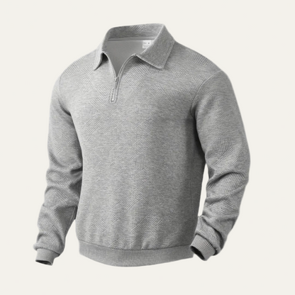 VogeLuxe | Men’s Textured Quarter Zip Polo Sweater