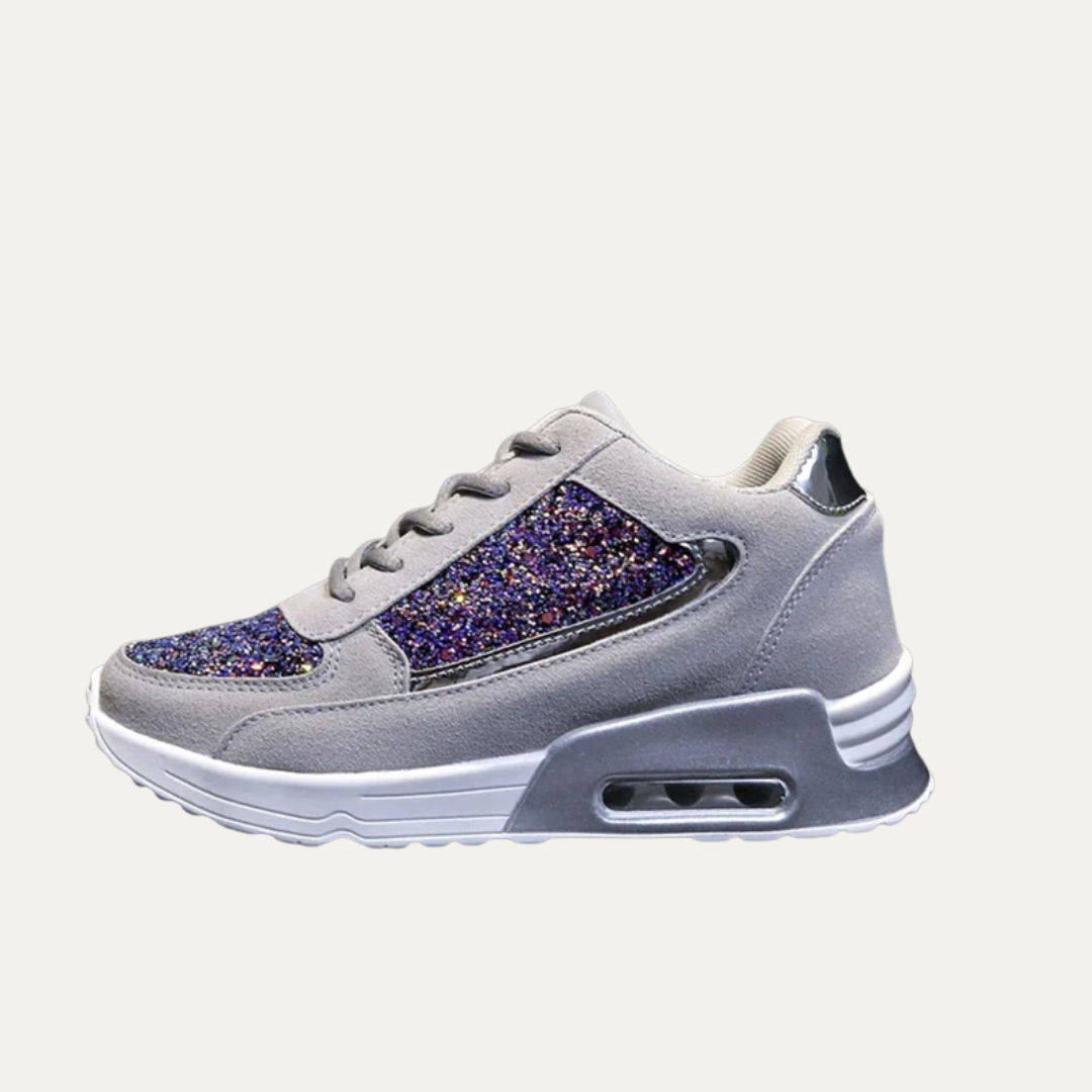 VogeLuxe | Women’s Reflective Glitter Panel Platform Fashion Sneaker