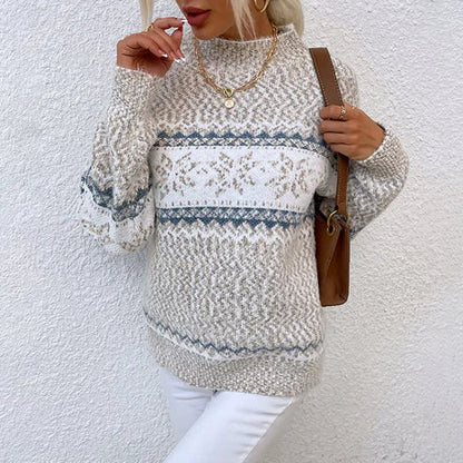 Women's Warm Snowflake Pattern Sweater - VogeLuxe