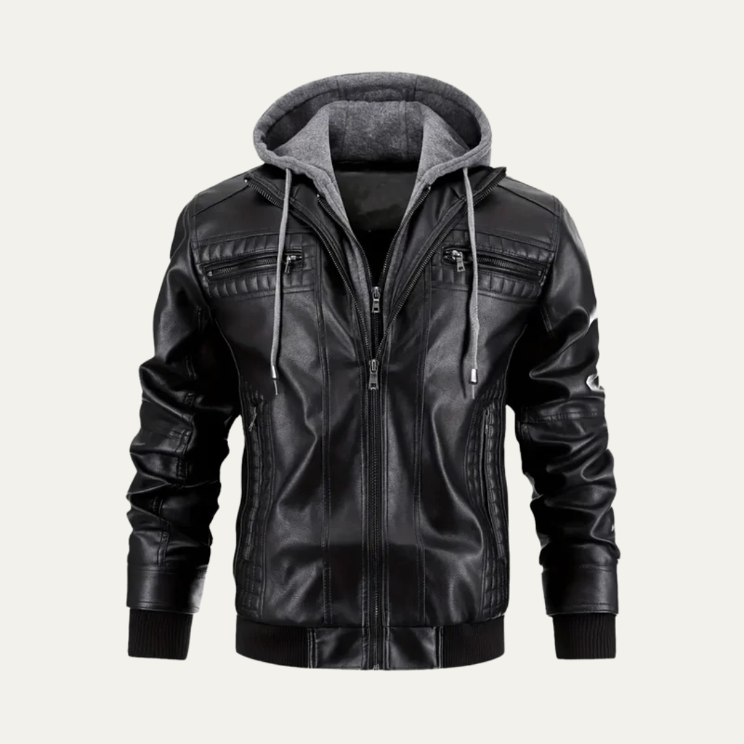 VogeLuxe | Men’s Hybrid Faux Leather Motorcycle Jacket