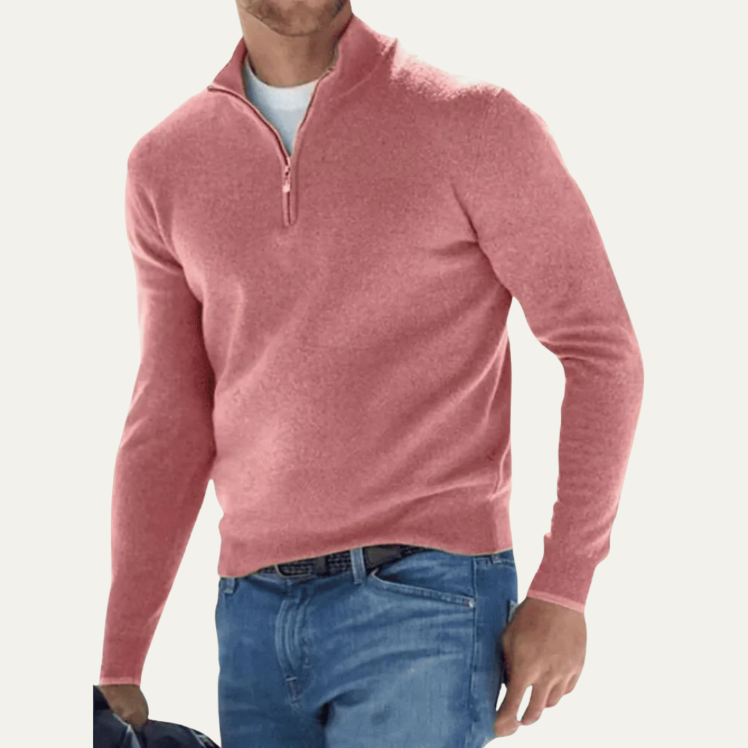 VogeLuxe | Men’s Minimalist Quarter Zip Long Sleeve Pullover