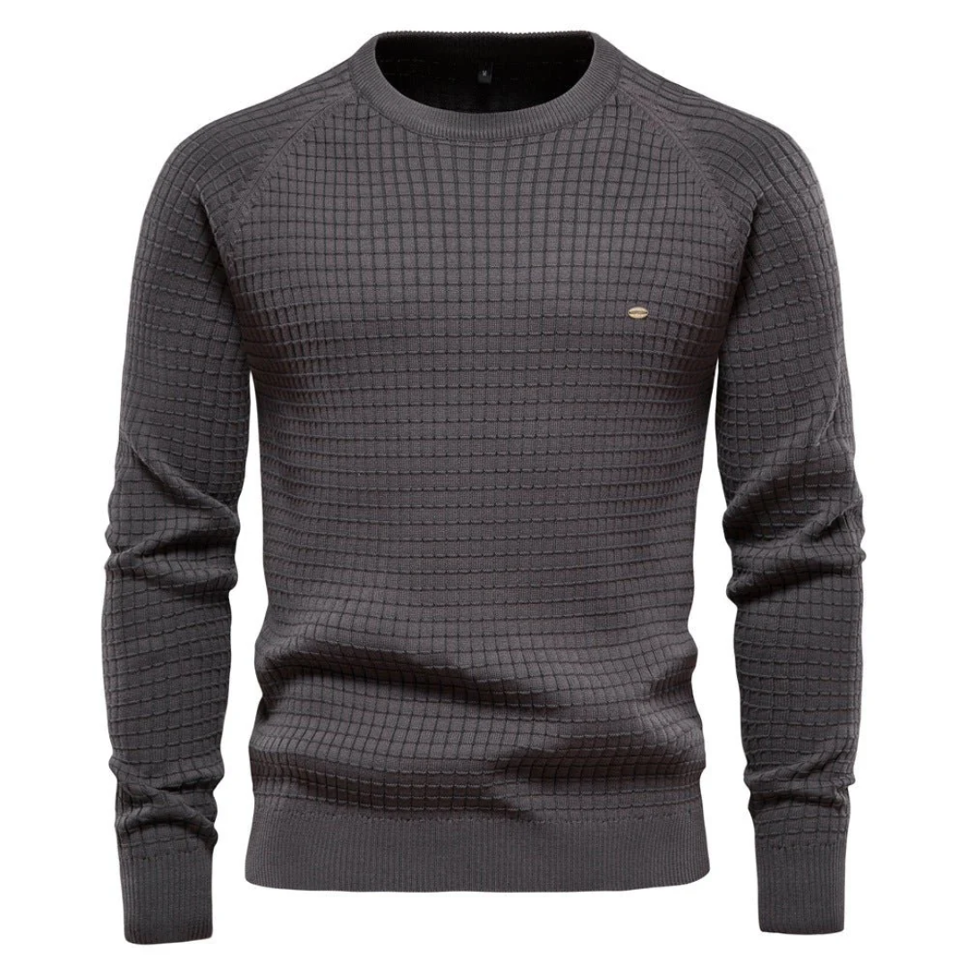 VogeLuxe | Men’s Textured Waffle Knit Crewneck Sweater