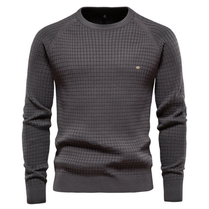 VogeLuxe | Men’s Textured Waffle Knit Crewneck Sweater