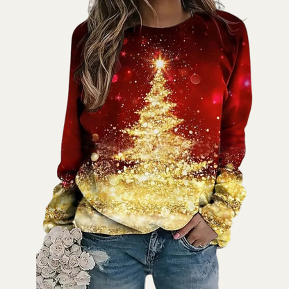 VogeLuxe | Women’s Golden Christmas Tree Raglan Sweatshirt