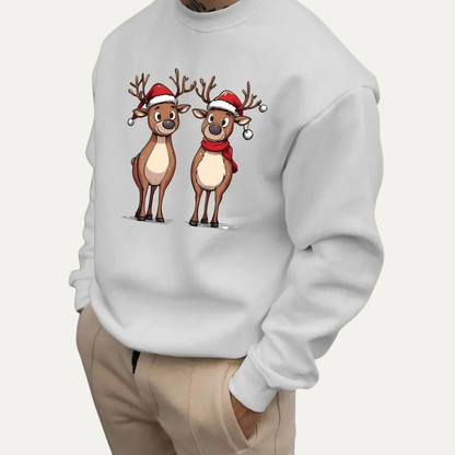 VogeLuxe | Men’s Festive Reindeer Graphic Crewneck Sweatshirt