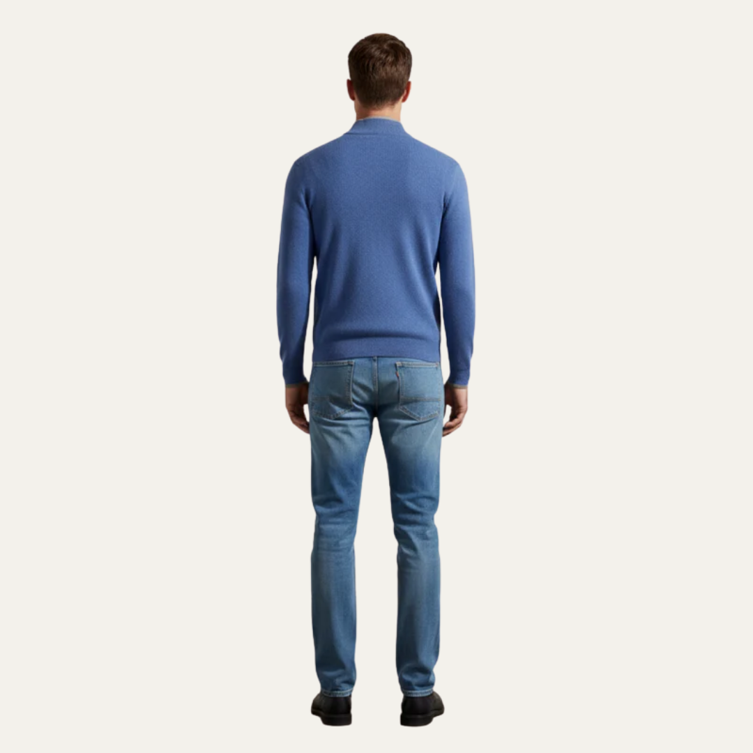 VogeLuxe | Men’s Textured Quarter Zip Standing Collar Sweater