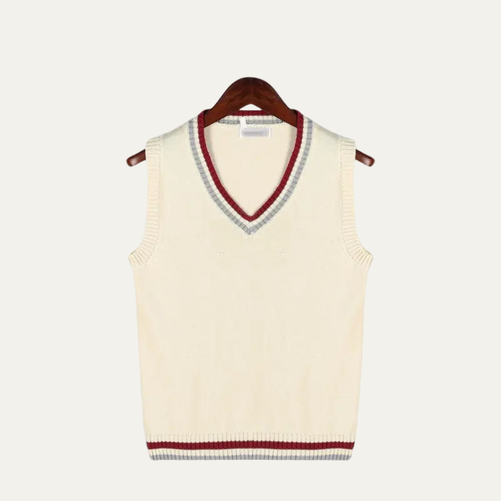 VogeLuxe | Men’s Textured V Neck Striped Sweater Vest