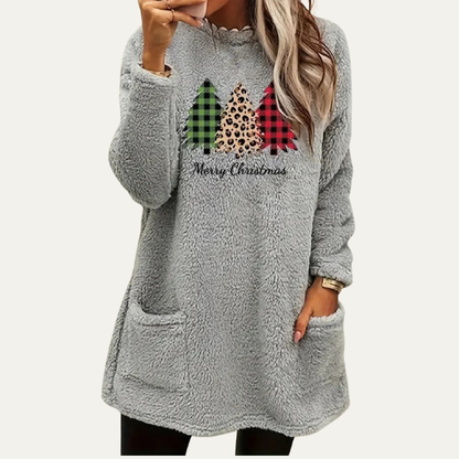 VogeLuxe | Women’s Fuzzy Christmas Tree Sherpa Lounge Top