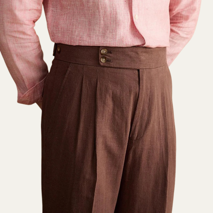 VogeLuxe | Men’s High-Waisted Trousers with Pleats and Cuffed Hem