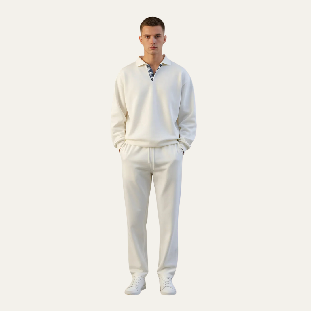 VogeLuxe | Men’s Relaxed Long Sleeve Polo Shirt