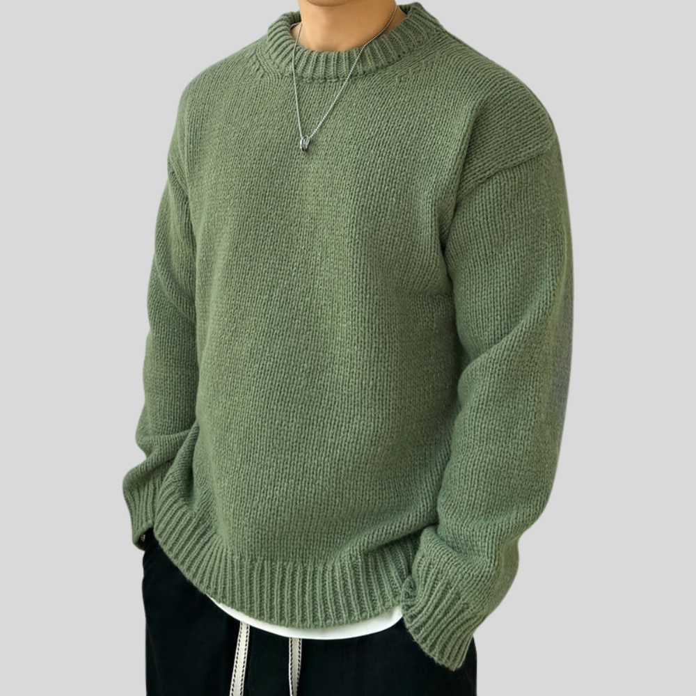 VogeLuxe | Men’s Oversized Heavy Rib Knit Crew Neck Sweater