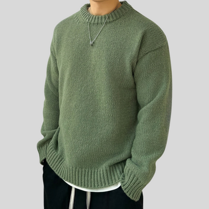 VogeLuxe | Men’s Oversized Heavy Rib Knit Crew Neck Sweater