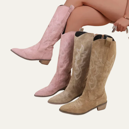 VogeLuxe | Women’s Embroidered Western Knee High Boots