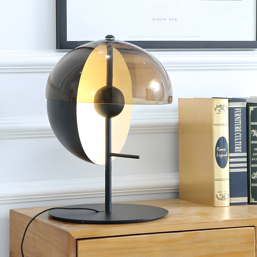 Tall Glass Table Lamp with Rounded Shade