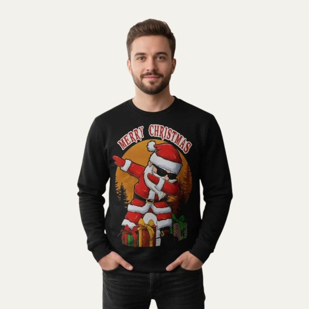 VogeLuxe | Men’s Christmas Graphic Santa Dab Crewneck Sweatshirt