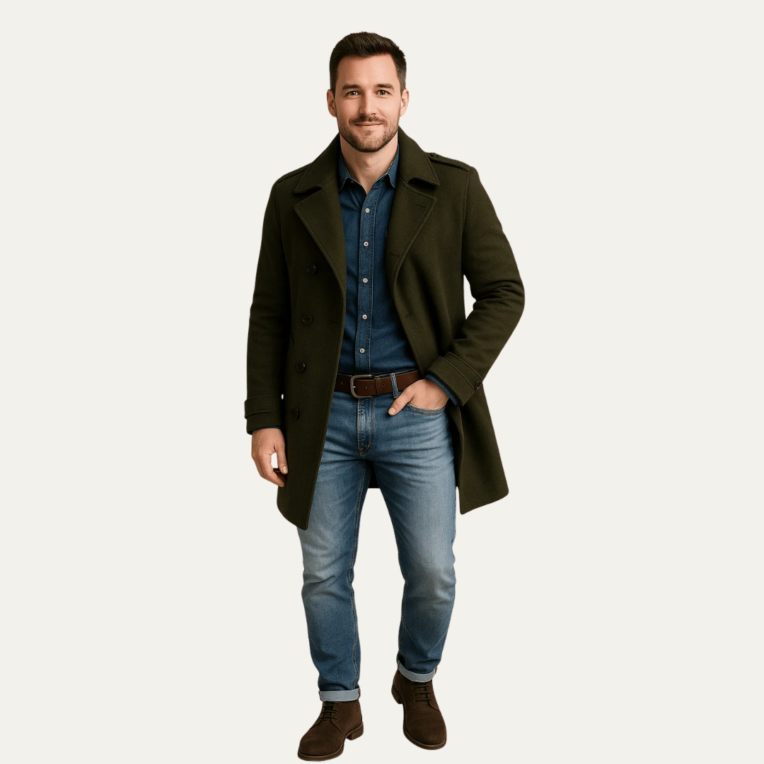 VogeLuxe | Men’s Classic Mid Length Coat
