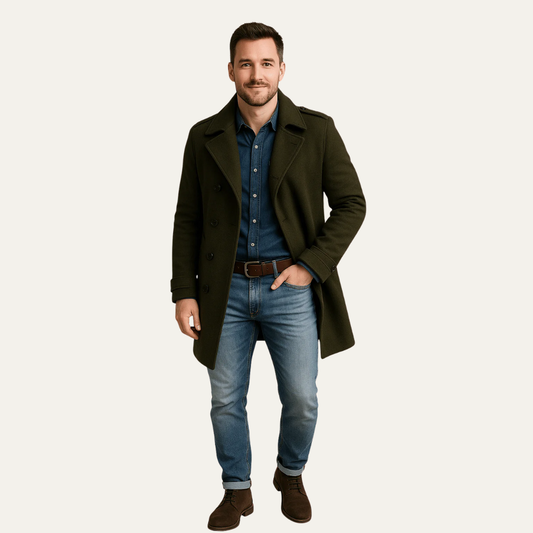 VogeLuxe | Men’s Classic Mid Length Coat