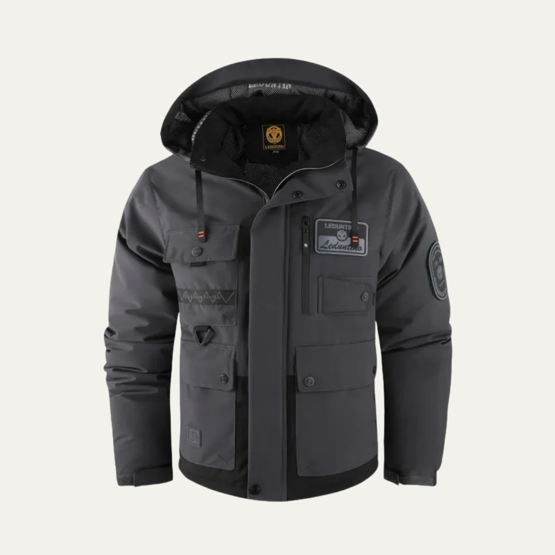 VogeLuxe | Men’s Technical Utility Jacket with Detachable Hood