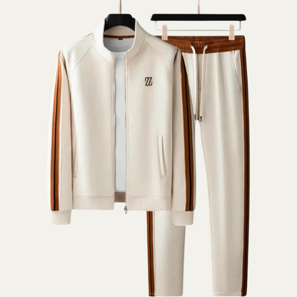 VogeLuxe | Men’s Stylish Leather-Trim Tracksuit Set