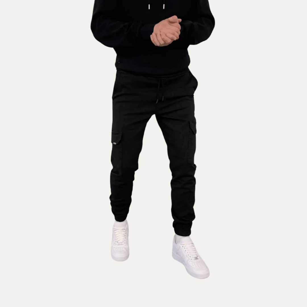 VogeLuxe | Men’s Tapered Cargo Jogger Pants with Flap Thigh Pockets