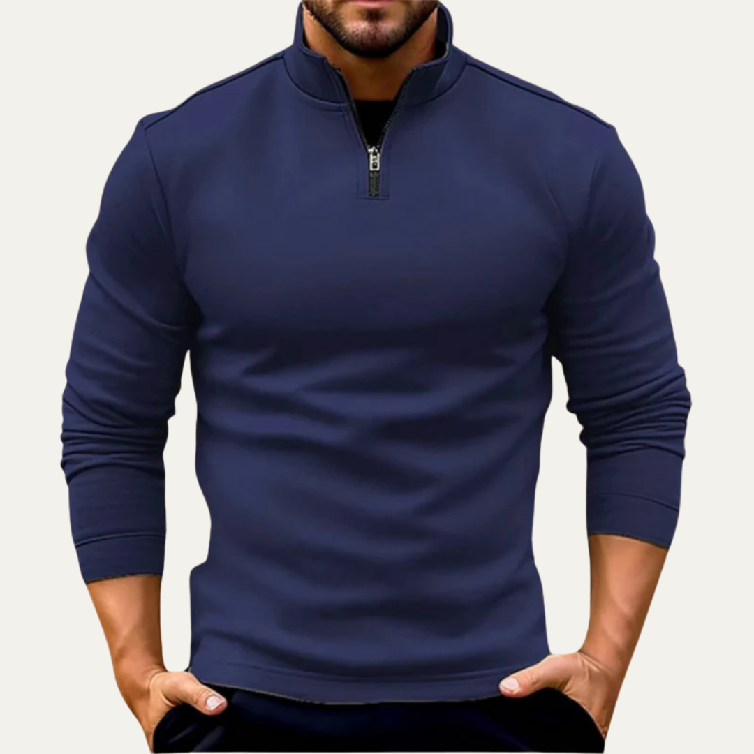 VogeLuxe | Men’s Fitted Quarter Zip Stand Collar Pullover