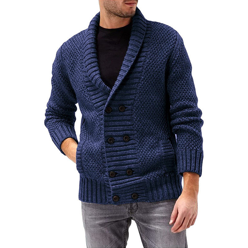 Warm Mens Cable Knit Sweater with Pockets