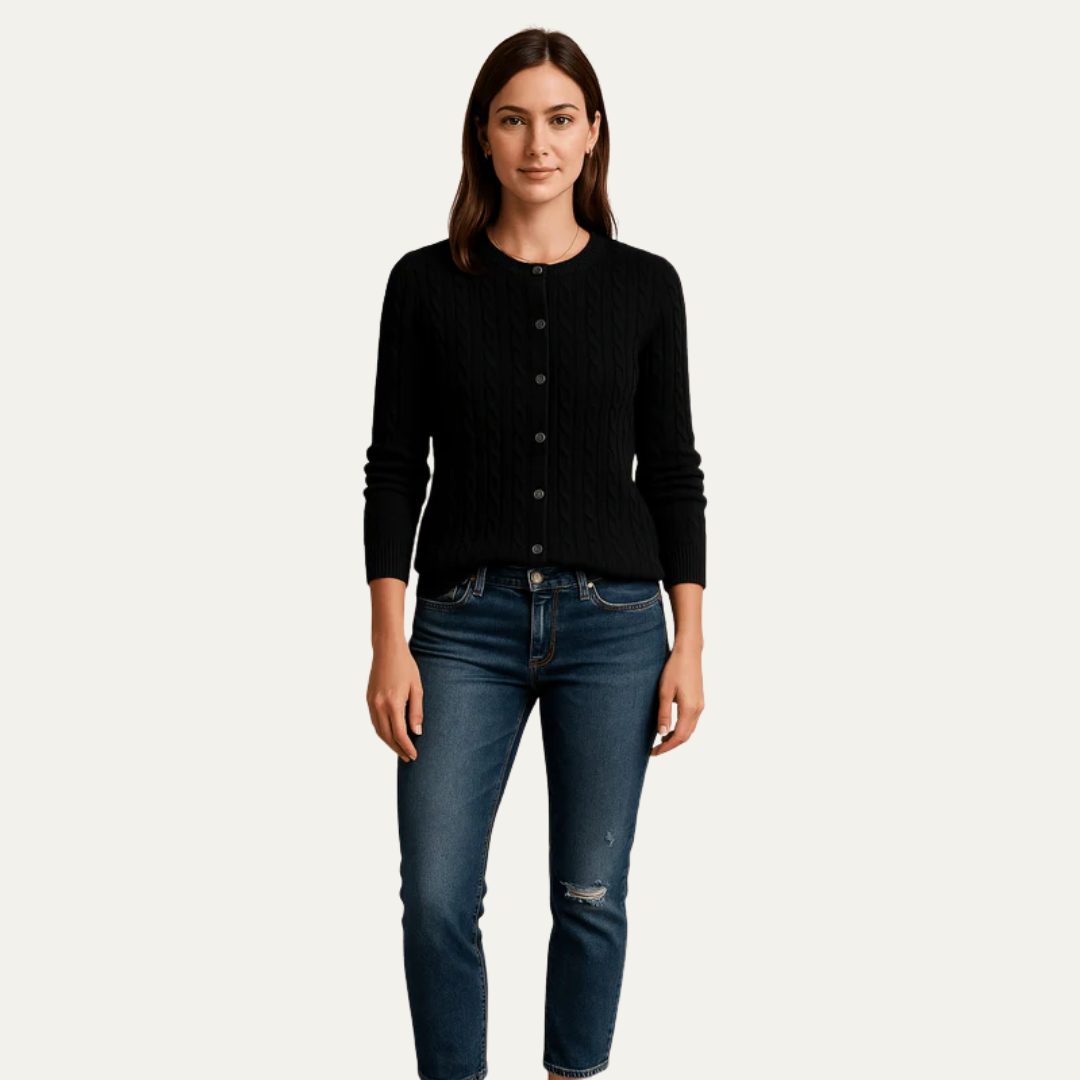 VogeLuxe | Women’s Cable Knit Button-Front Cardigan