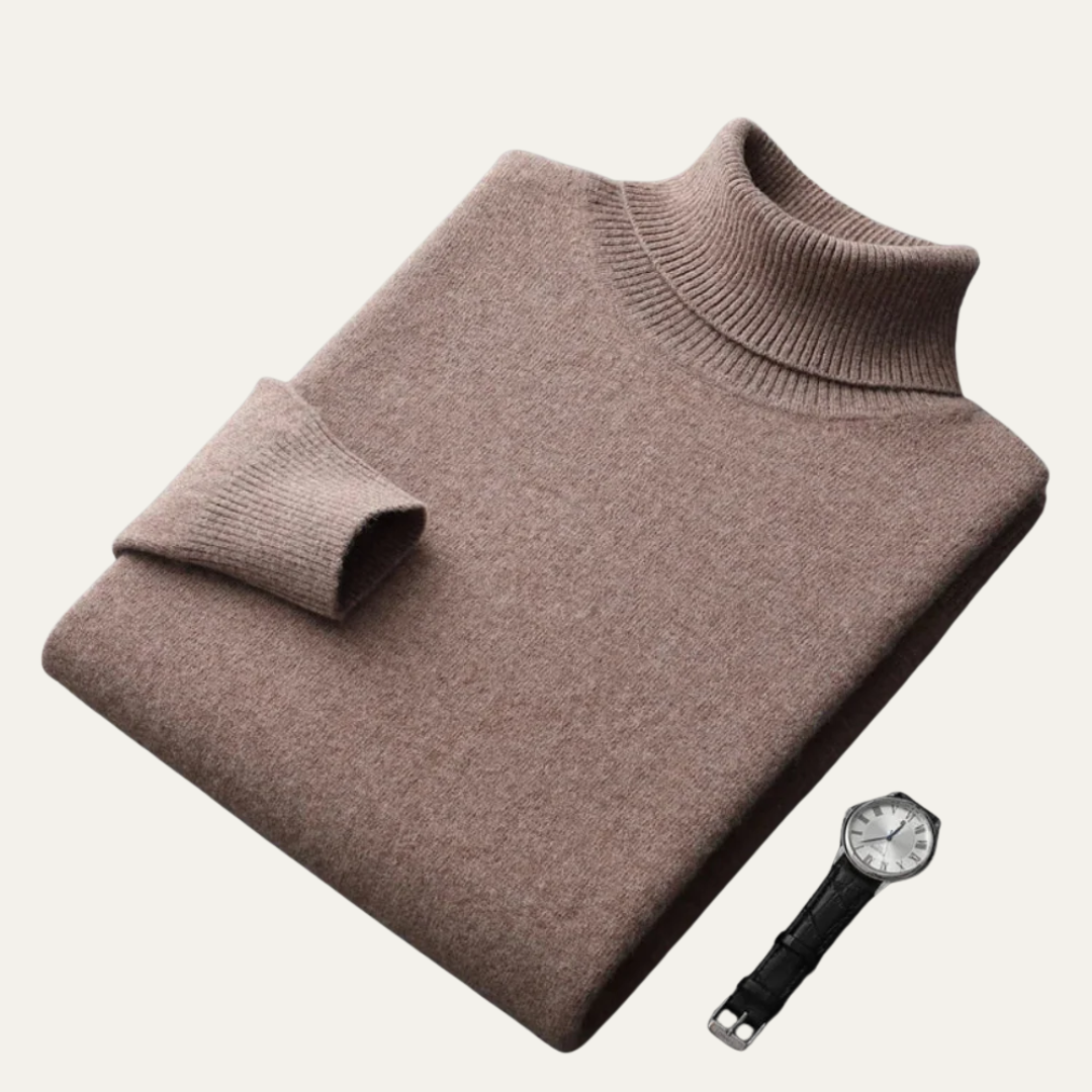 VogeLuxe | Men’s Smooth Knit Fitted Turtleneck Sweater