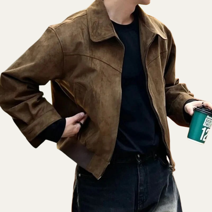 VogeLuxe | Men’s Cropped Full-Zip Trucker Jacket