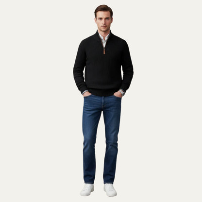 VogeLuxe | Men’s High Collar Quarter Zip Knit Sweater