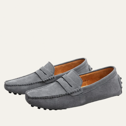 VogeLuxe | Men’s Suede Driving Loafers with Penny Strap