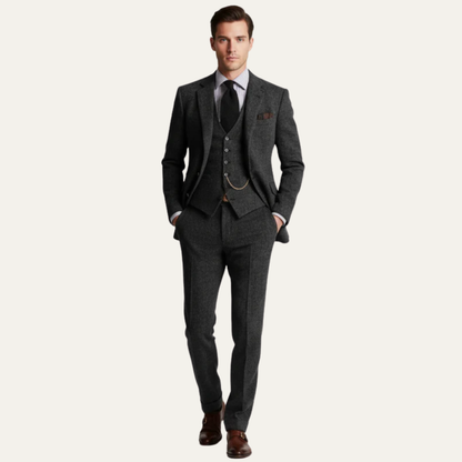 VogeLuxe | Men’s Textured Tweed Three Piece Suit