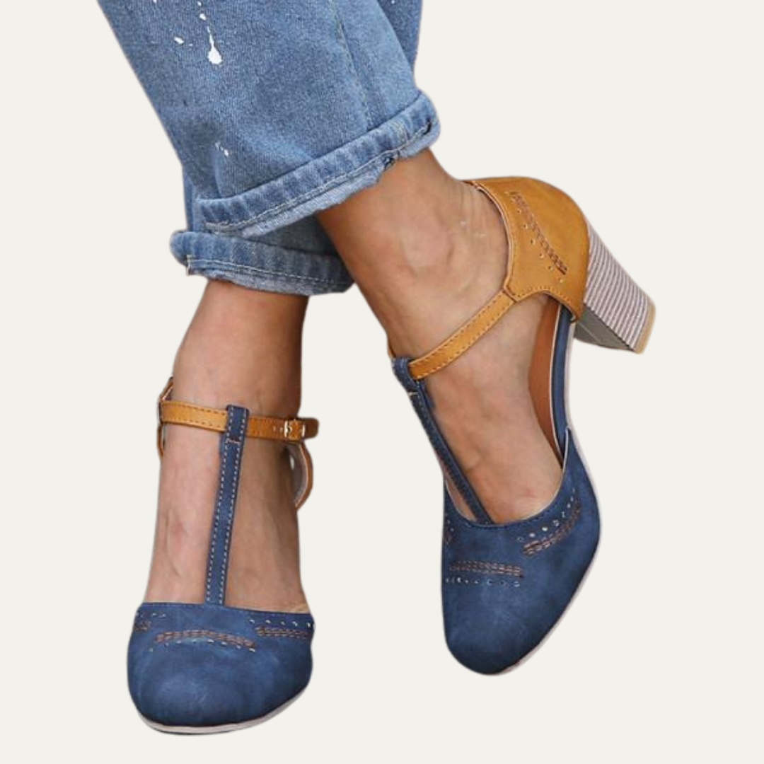 VogeLuxe | Women’s Vintage T Strap Block Heel Pumps
