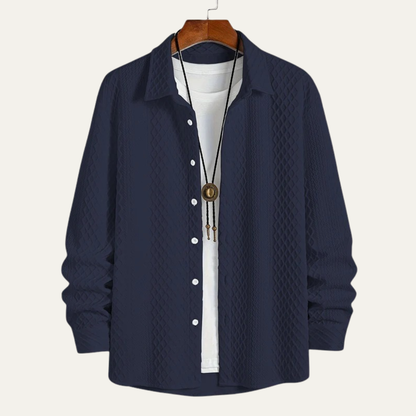 VogeLuxe | Men’s Embossed Waffle Texture Button Down Shirt