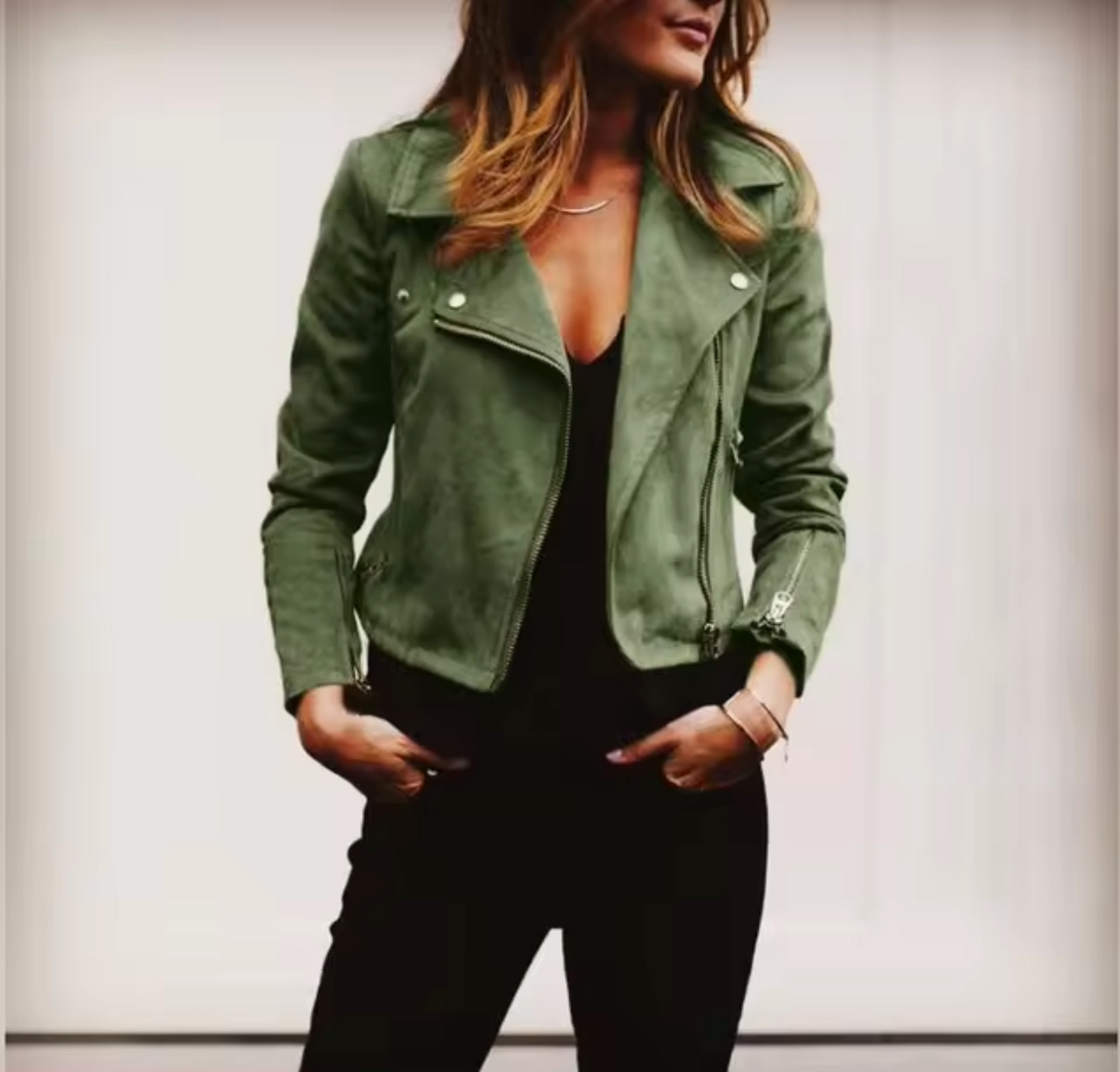 Trendy Fake Leather Motorcycle Jacket