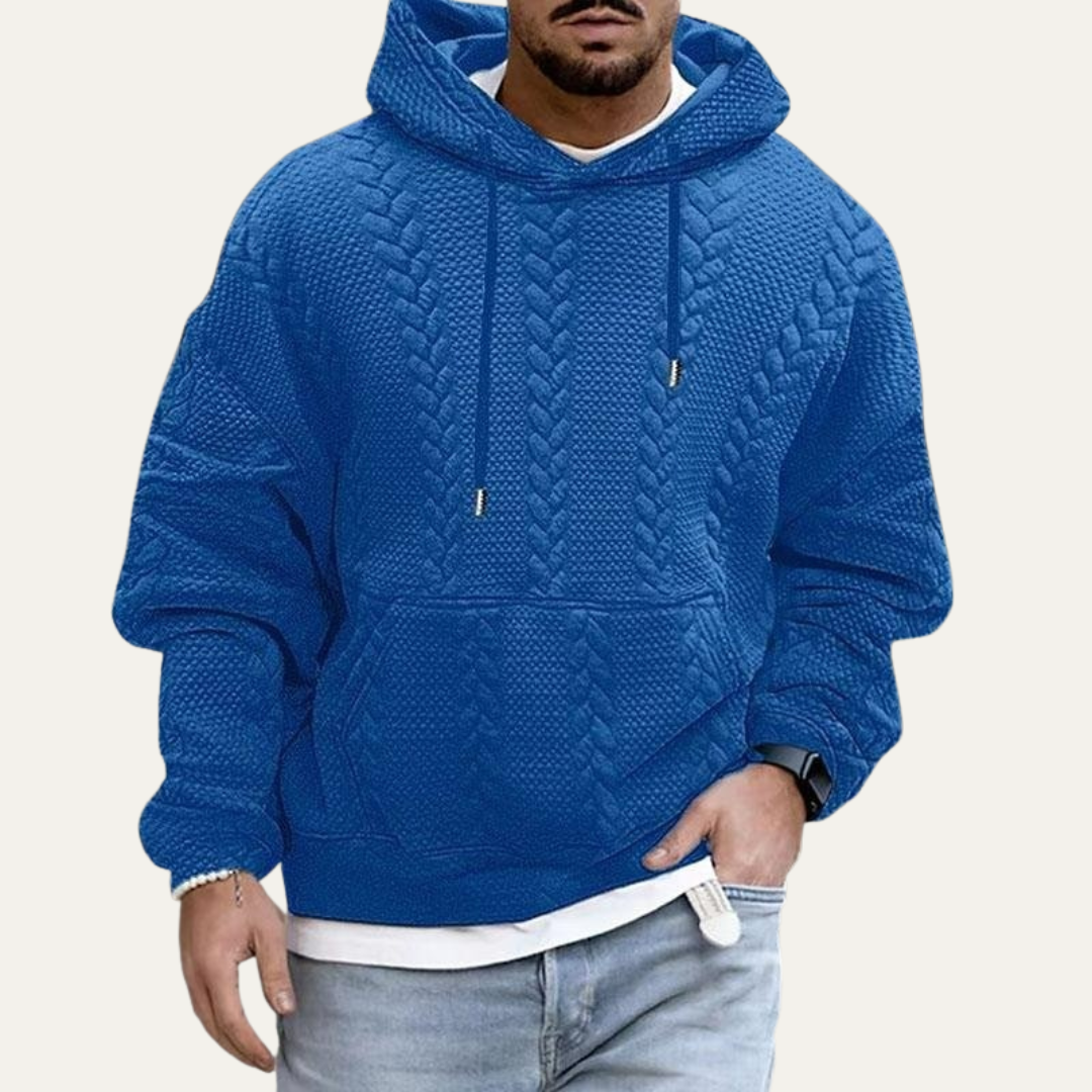 VogeLuxe | Men’s Cable Knit Embossed Pullover Hoodie