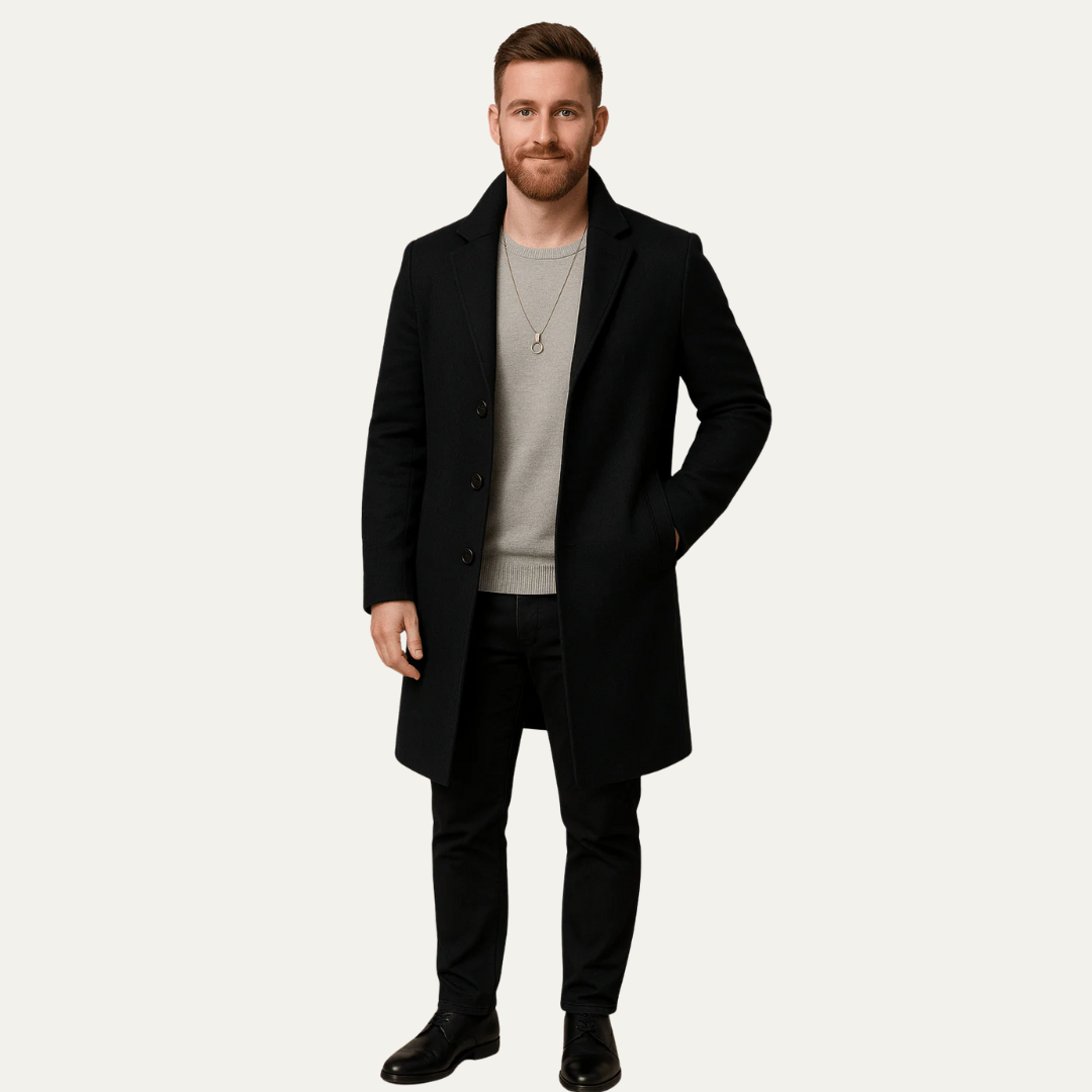 VogeLuxe | Men’s Tailored Mid-Thigh Topcoat