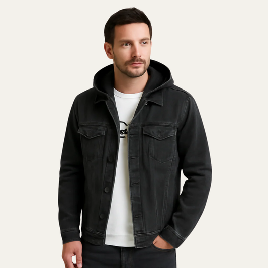 VogeLuxe | Men’s Hooded Denim Button Jacket