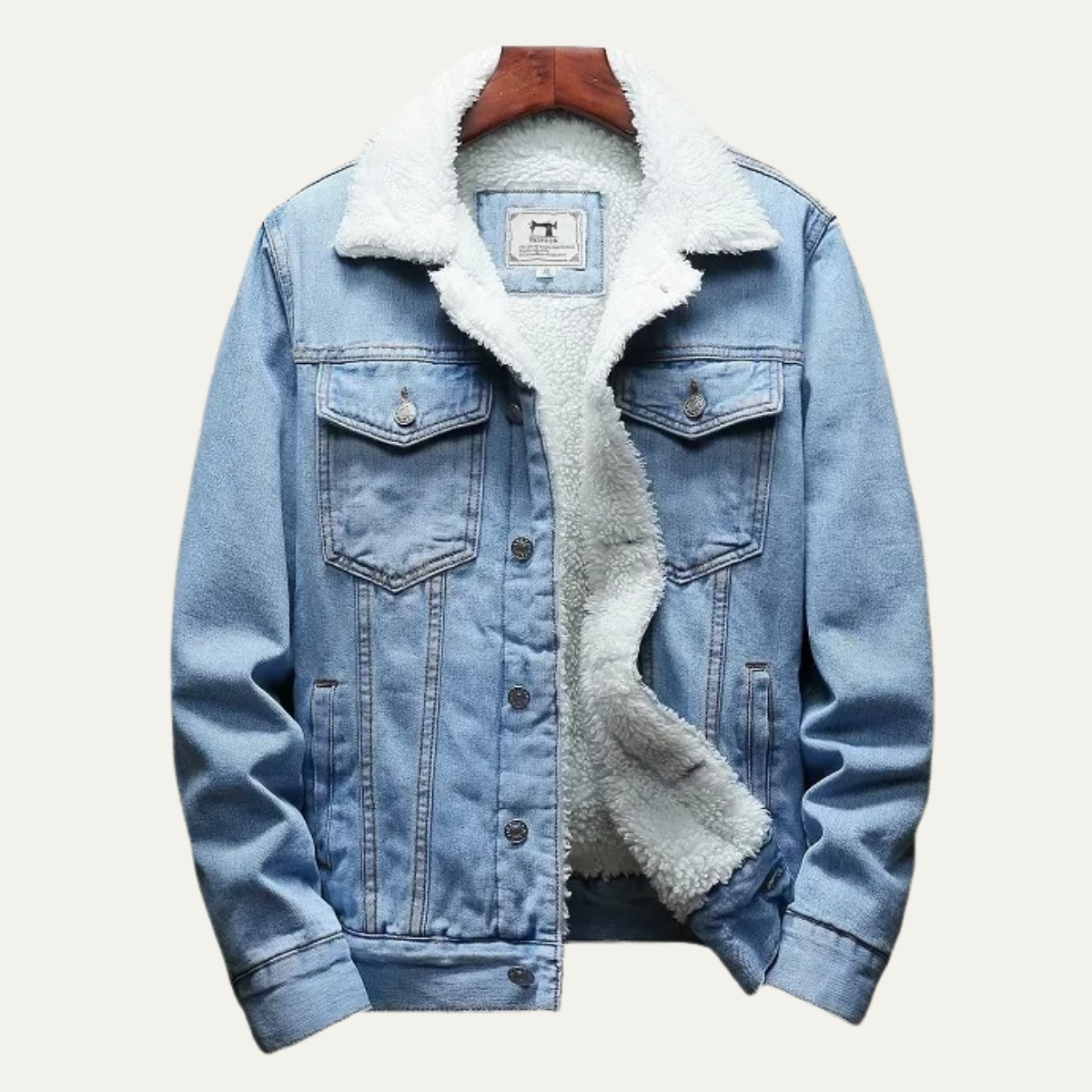 VogeLuxe | Men’s Winter Shearling Lined Denim Trucker Jacket