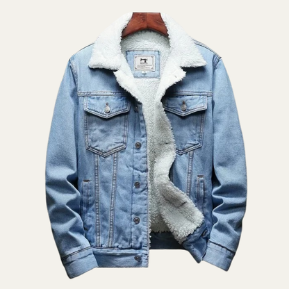 VogeLuxe | Men’s Winter Shearling Lined Denim Trucker Jacket