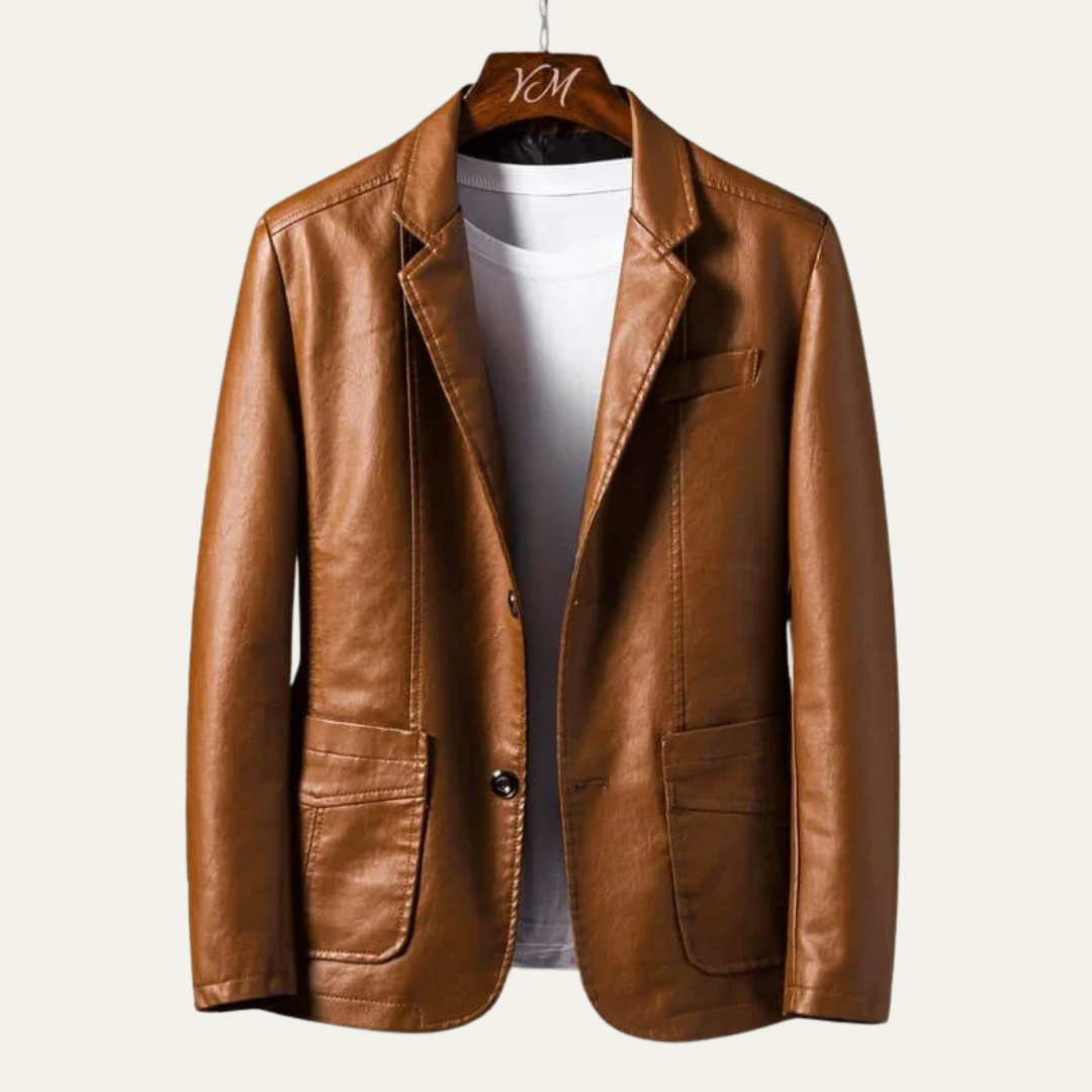 VogeLuxe | Men’s Sleek Leather-Look Blazer