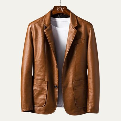 VogeLuxe | Men’s Sleek Leather-Look Blazer