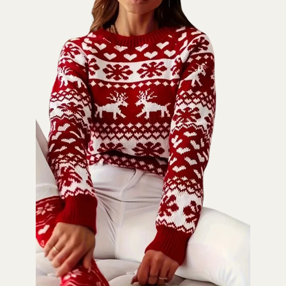 VogeLuxe | Women’s Fair Isle Knitted Crewneck Sweater
