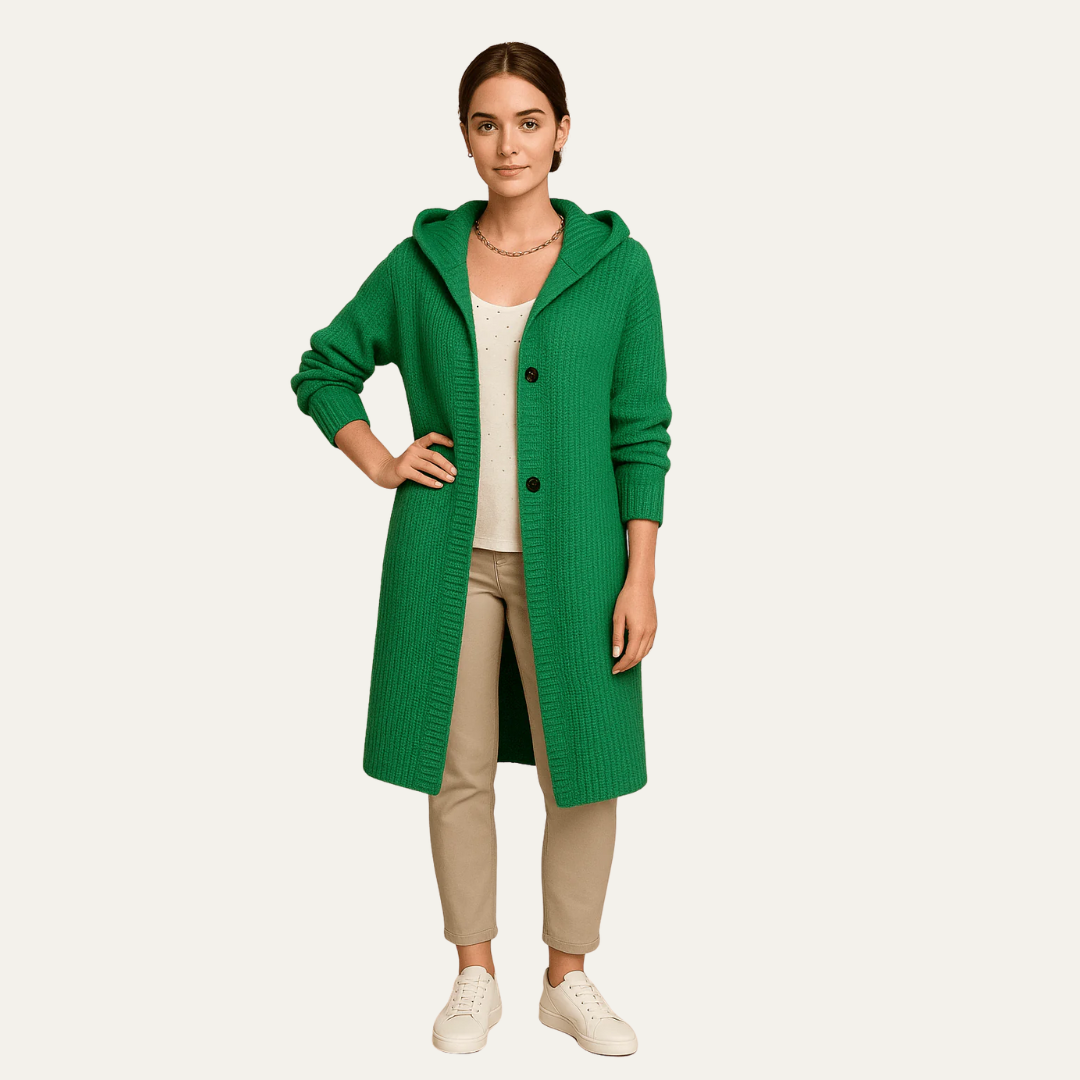 VogeLuxe | Women’s Ribbed Hooded Knit Coat