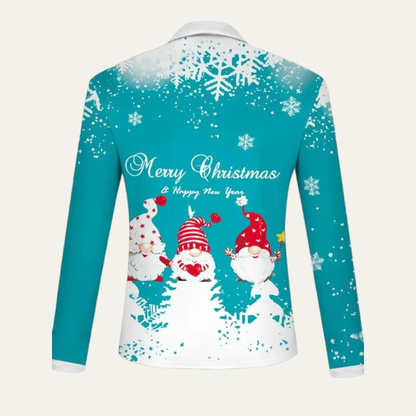 VogeLuxe | Men’s Christmas Quarter Zip Long Sleeve Polo Shirt