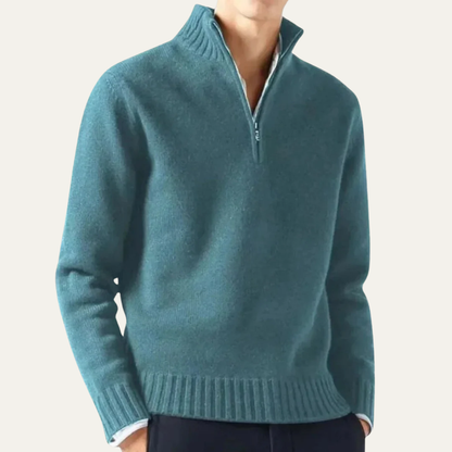 VogeLuxe | Men’s Ribbed Collar Quarter Zip Sweater