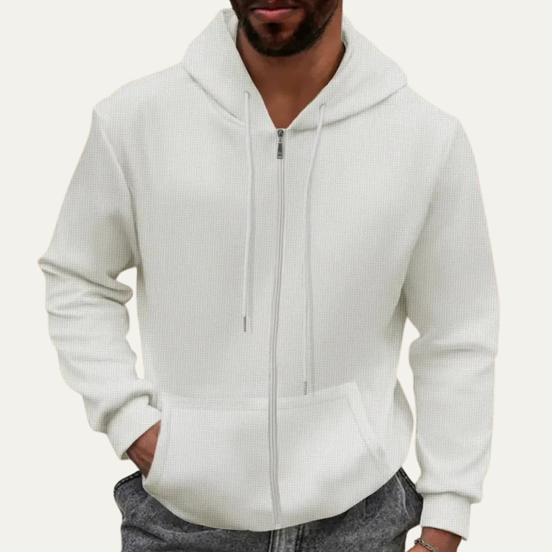 VogeLuxe | Men’s Waffle Knit Full Zip Hoodie