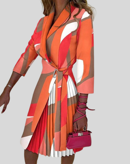 Colorful Belted Women's Shift Dress