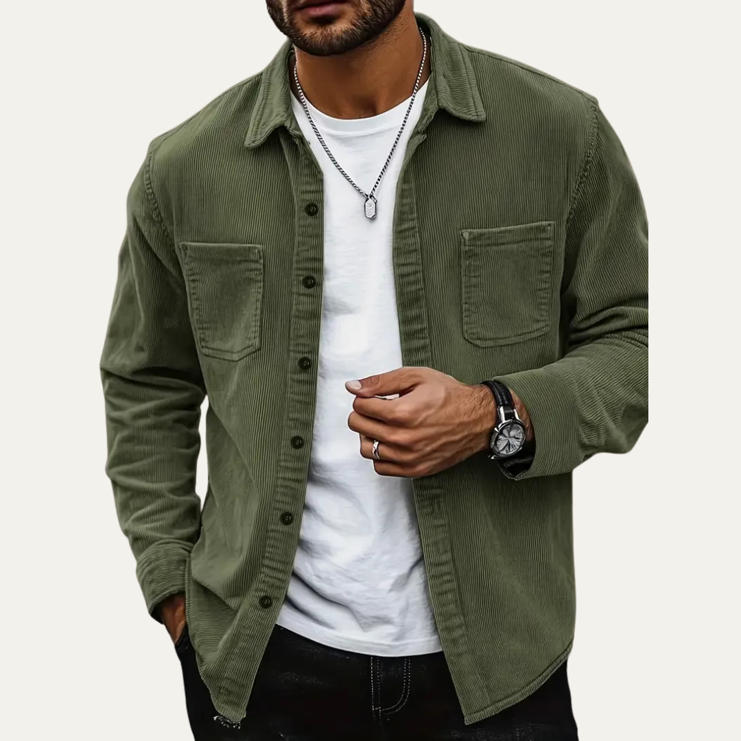 VogeLuxe | Men’s Corduroy Button Down Utility Shirt