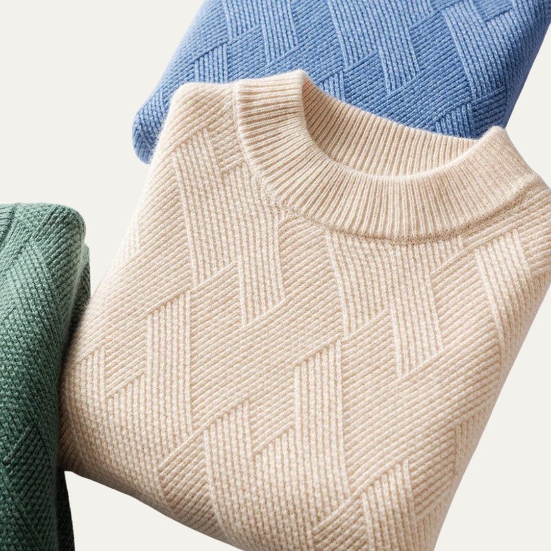 VogeLuxe | Men’s Geometric Knit Crew Neck Sweater